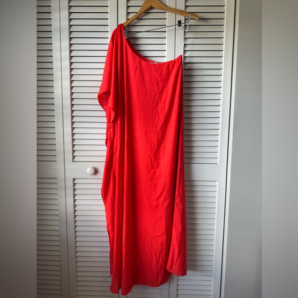 Burnt Orange one shoulder flow maxi